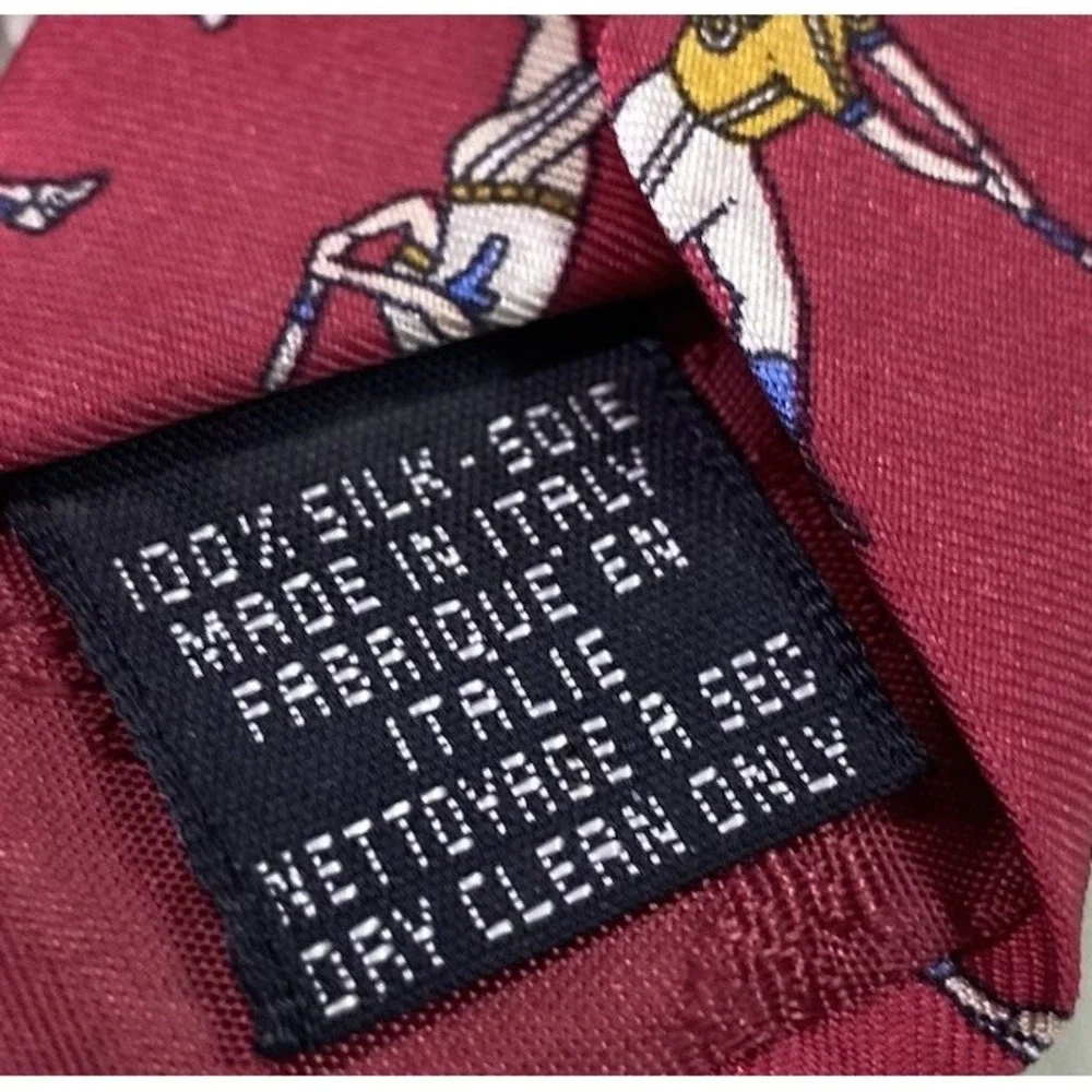 BEAUFORT Tie Rack Men's 100%‎ Silk Designer Necktie Baseball Player Red 56x3.5